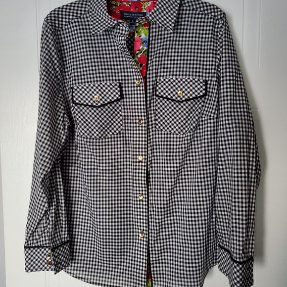 Jones New York checkered shirt / blouse NWT - Picture 2 of 7